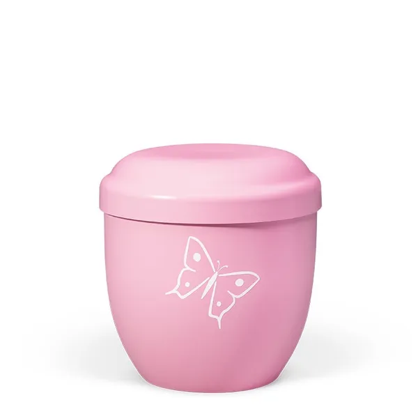 URNE, BARN ROSA MED HVIT SOMMERFUGL  7442-BIO