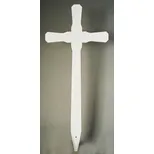 VENTETEGN, KORS, HVITMALT MDF M/ SKILT