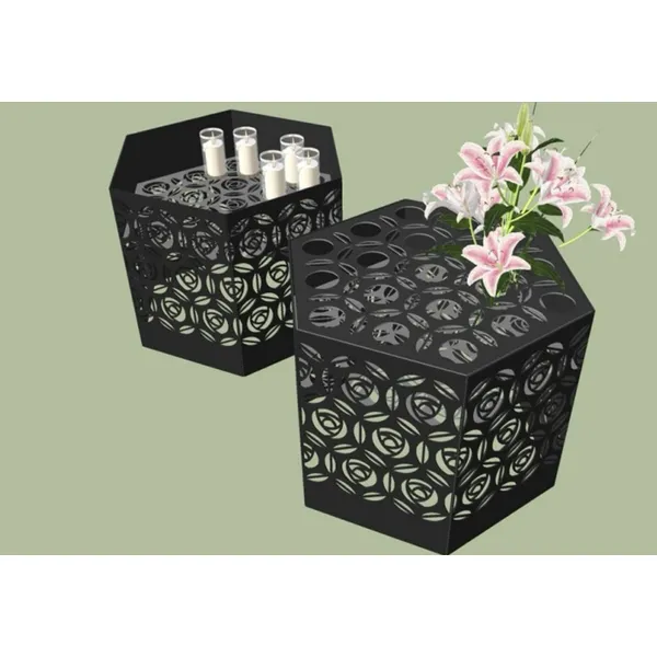 MINNELUND VASE OG LYSHOLDER HEXAGON "ROSE" H 75 CM