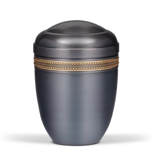 URNE FOR KOLUMBARIUM, KOBBER MØRK, M/MESSINGORNAMENT 1520-1