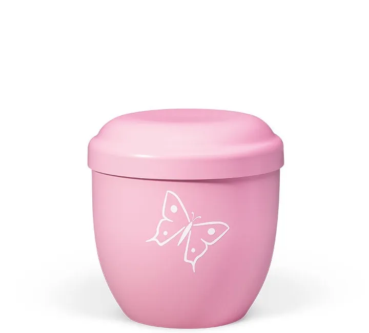 URNE, BARN ROSA MED HVIT SOMMERFUGL  7442-BIO