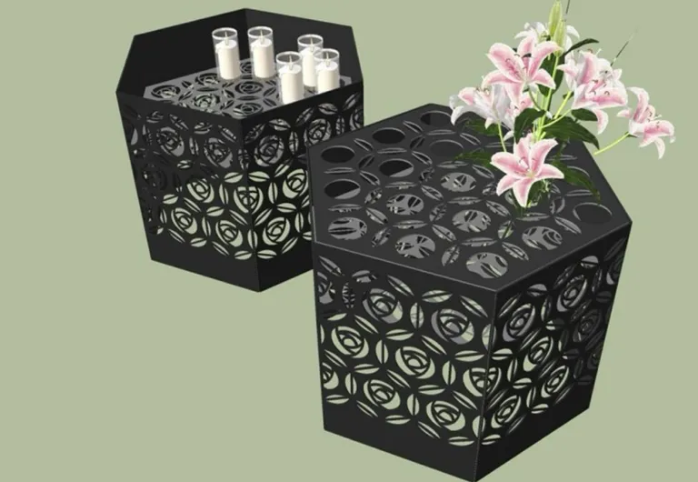 MINNELUND VASE OG LYSHOLDER HEXAGON "ROSE" H 75 CM