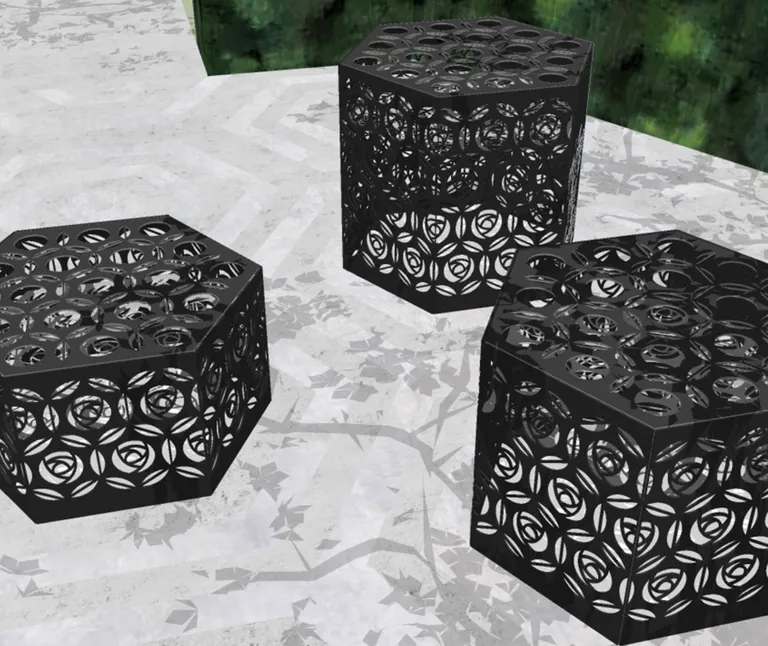 MINNELUND VASE OG LYSHOLDER HEXAGON "EK" H 75 CM