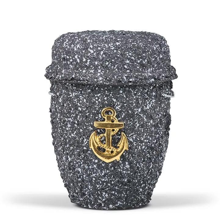 URNE, FOR SENKING I SJØ, GRANITT GRÅ M/ ANKER I MESSING 2070-ANK