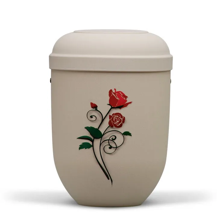 URNE, LYS BEIGE VELOUR MED ROSE, 21340ROS